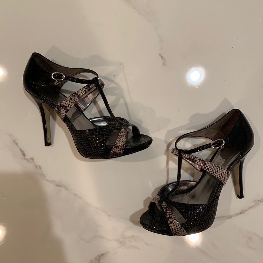 guess // faux snake skin high heels